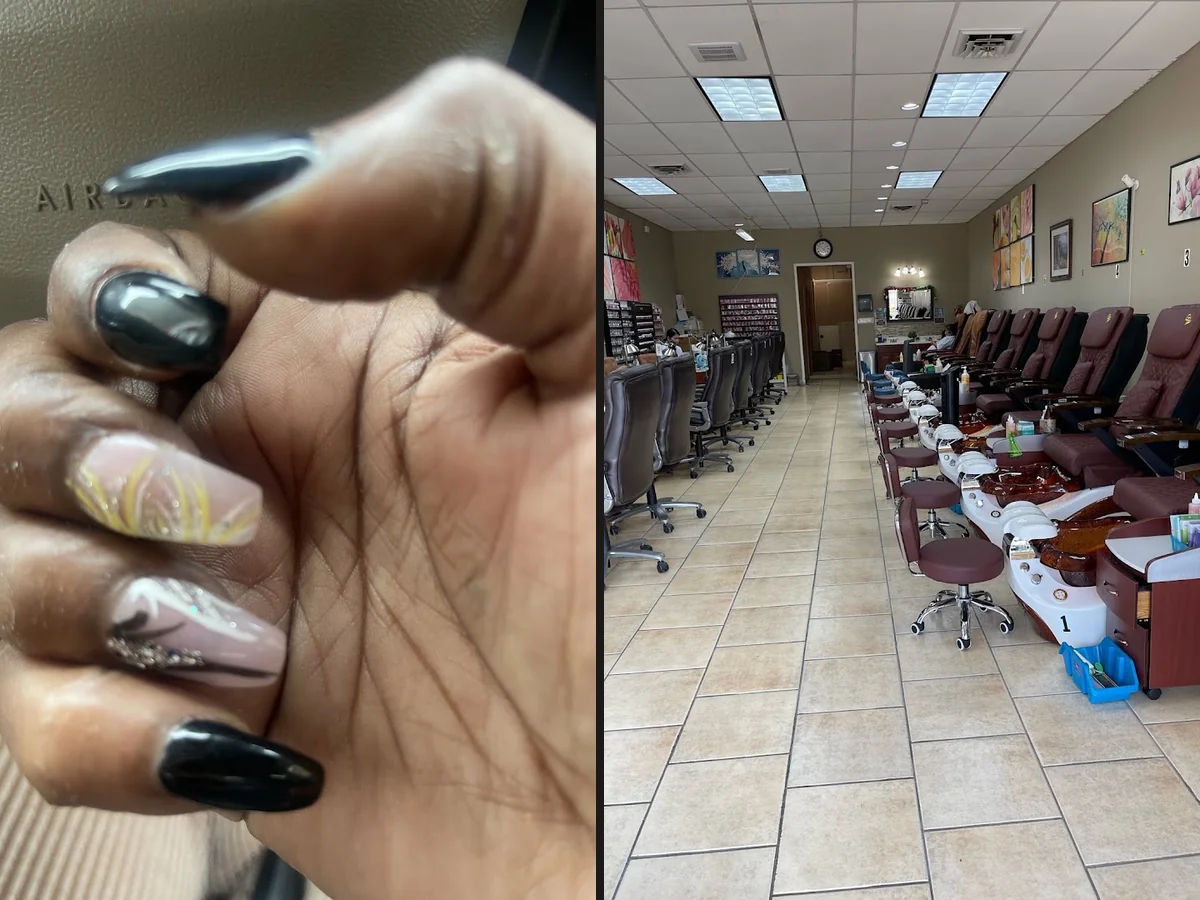 Salon interior with manicure tables.
