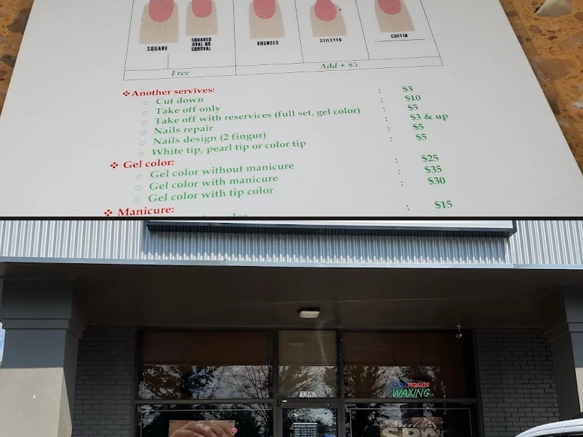 Pedicure chairs and polish displays.